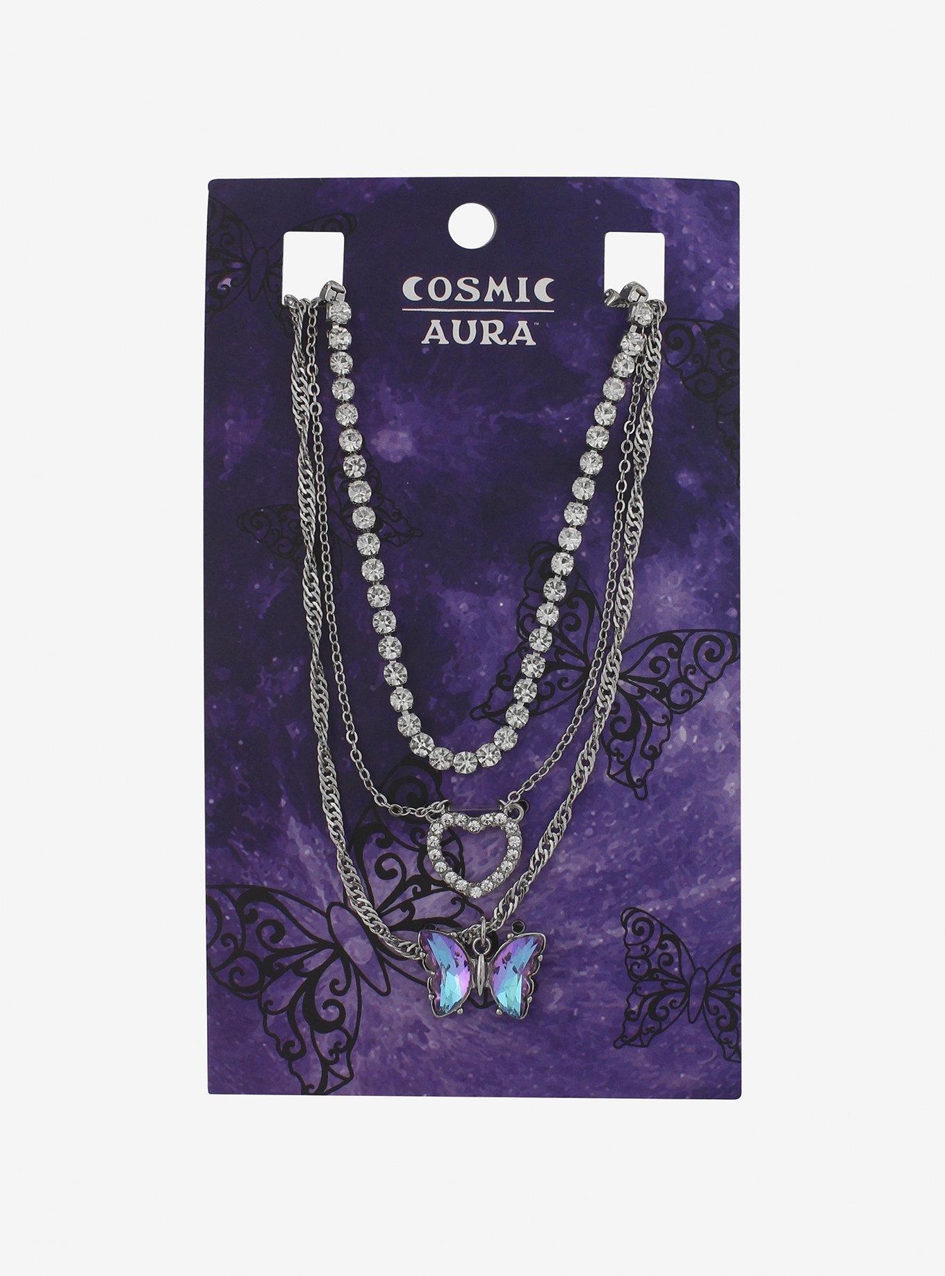 Butterfly Heart Bling Necklace Set, , hi-res