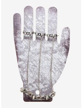Spiked 3-Finger Hand Ring Bracelet, , hi-res