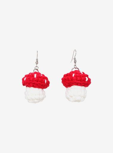 Crochet Mushroom Drop Earrings Hot Topic