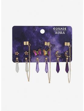 Butterfly Celestial Purple Crystal Cuff Earring Set, , hi-res