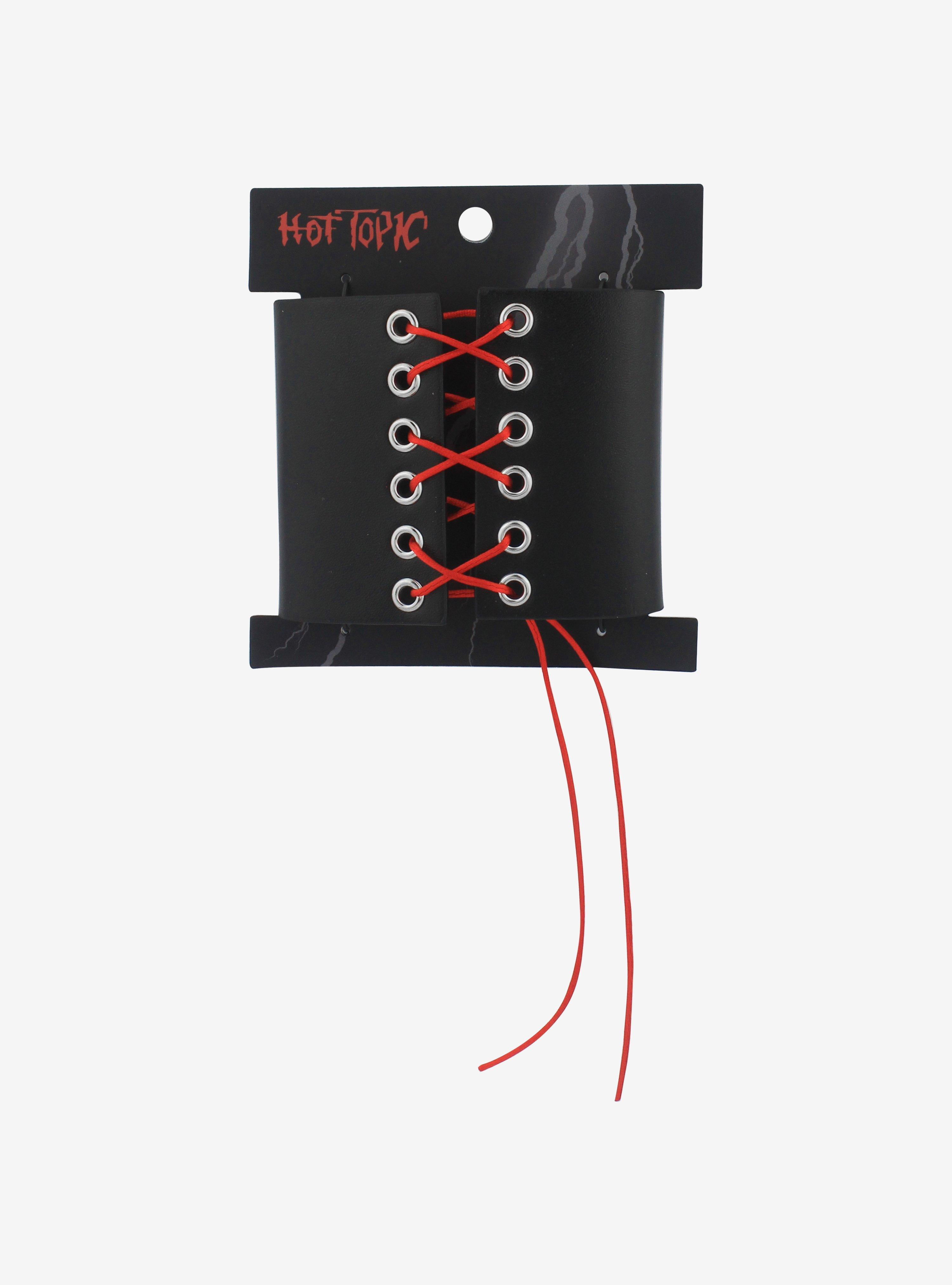 Red Lace-Up Cuff Bracelet, , hi-res