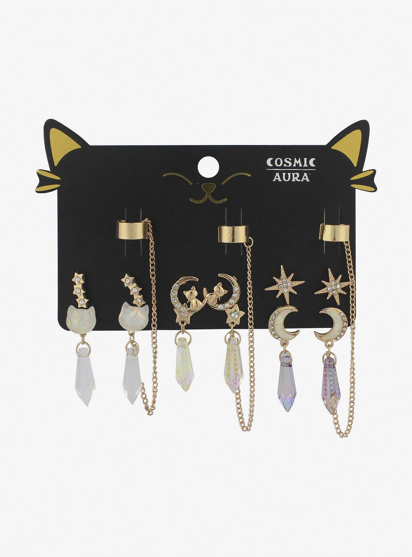Cat Celestial Crystal Cuff Earring Set, , hi-res