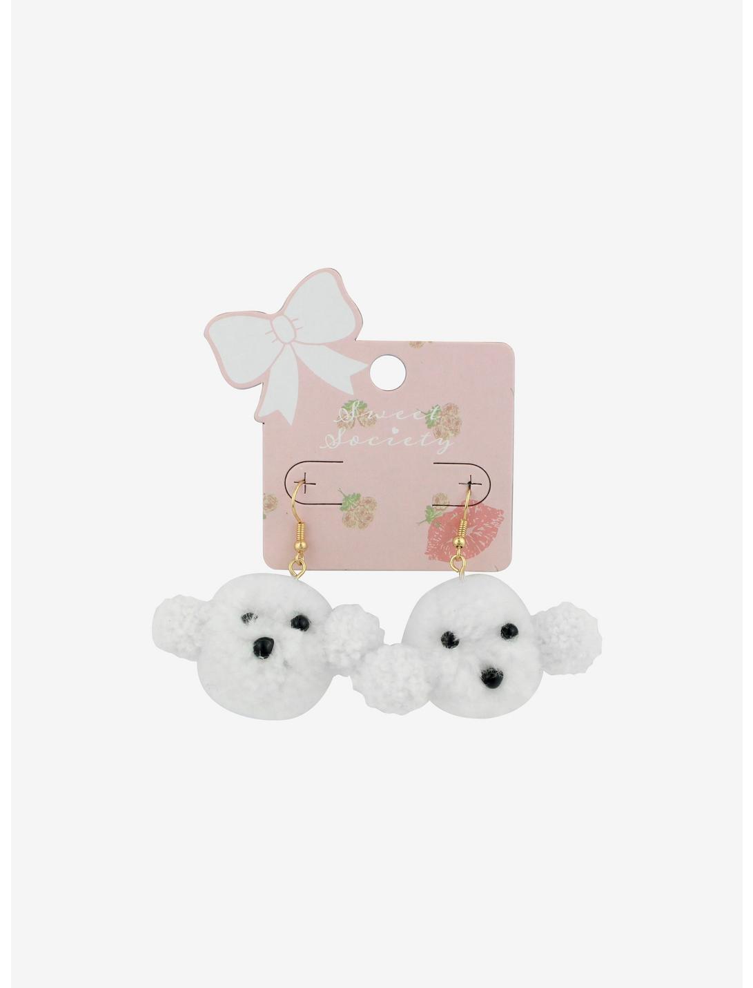White Puppy Plush Earrings, , hi-res