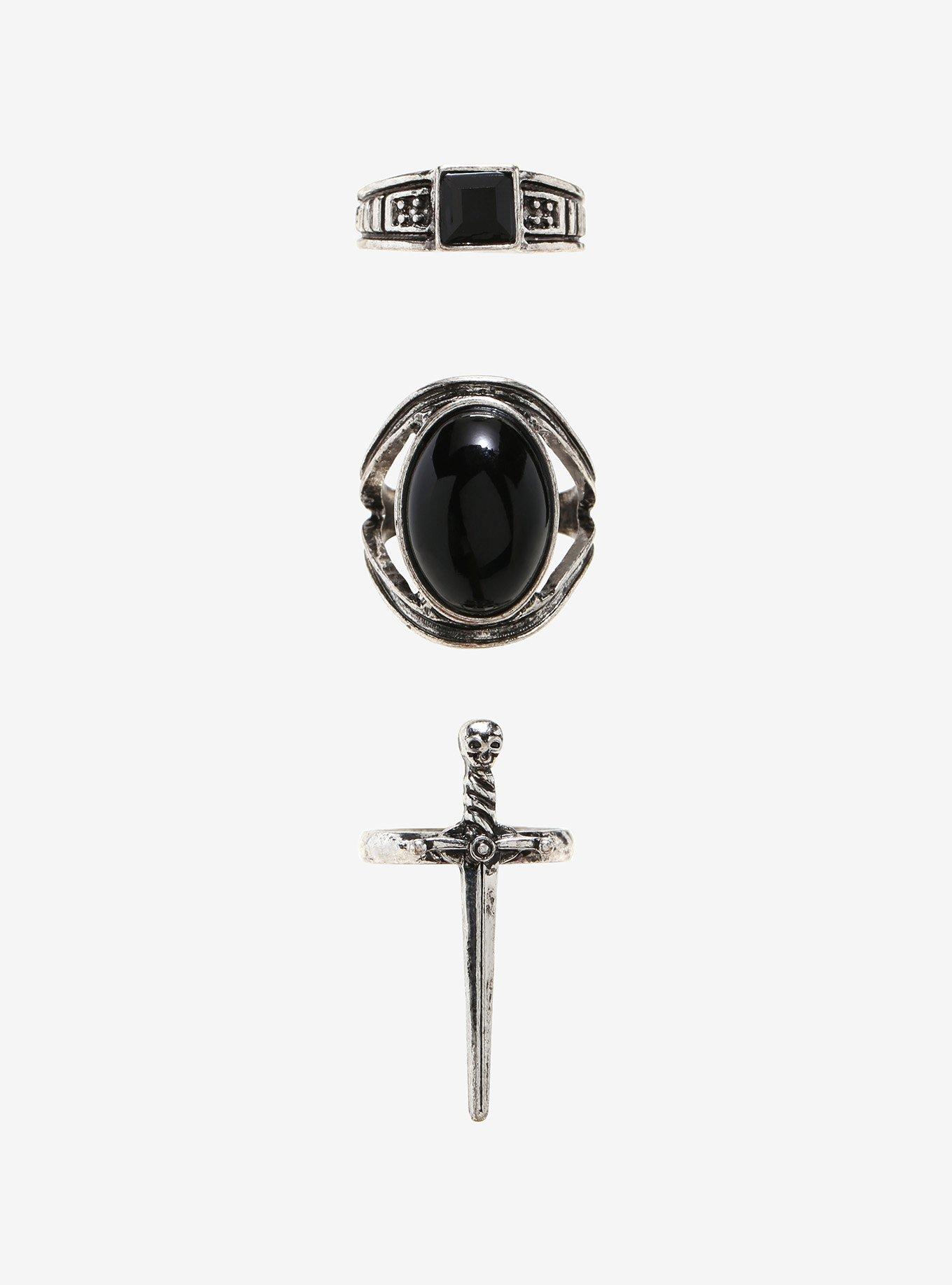 Sword Black Gem Guys Ring Set, , hi-res