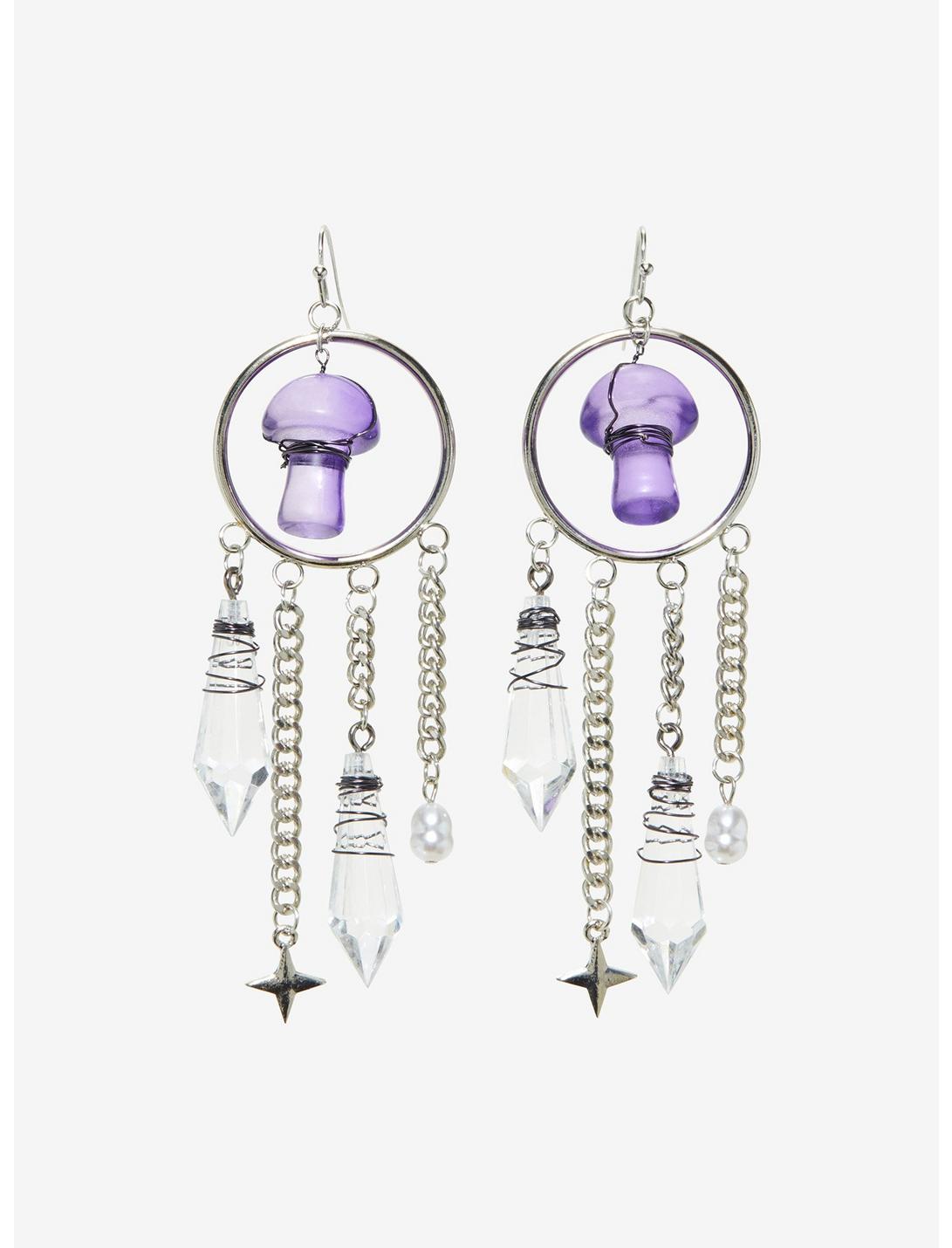 Purple Mushroom Drop Crystal Earrings Purple Mushroom Drop Crystal Earrings