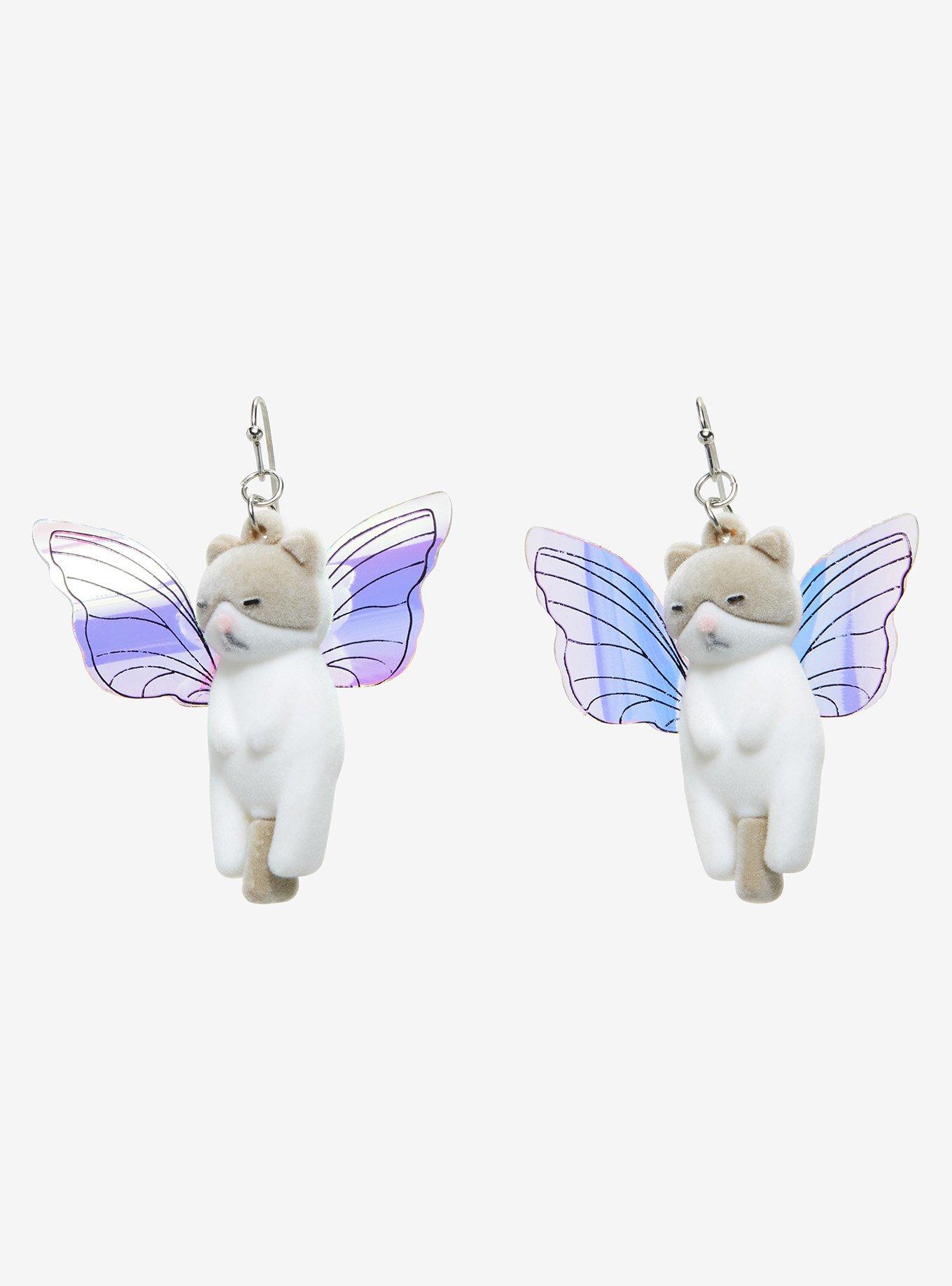 Fuzzy Kitty Fairy Earrings, , hi-res