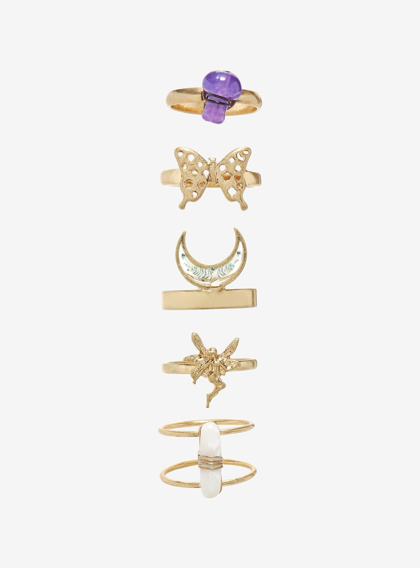 Butterfly Fairy Crystal Ring Set | Hot Topic