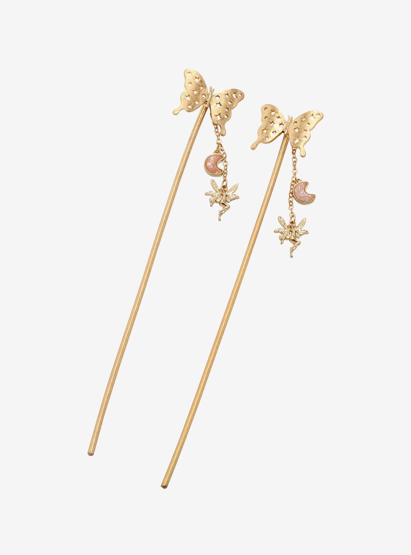 Butterfly Fairy Charm Hair Stick Set, , hi-res