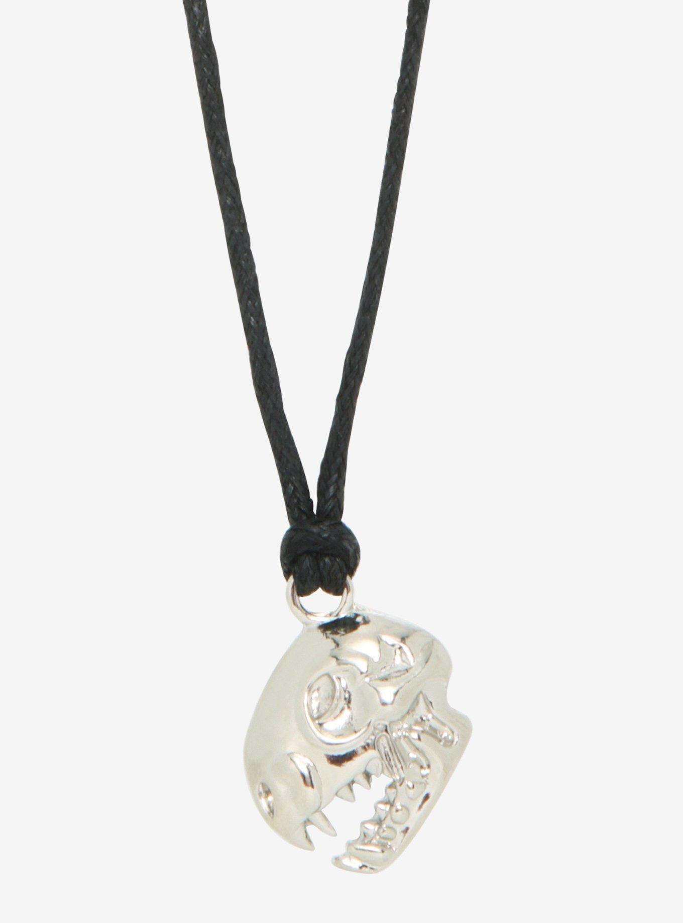 Raccoon Skull Pendant Cord Necklace, , hi-res