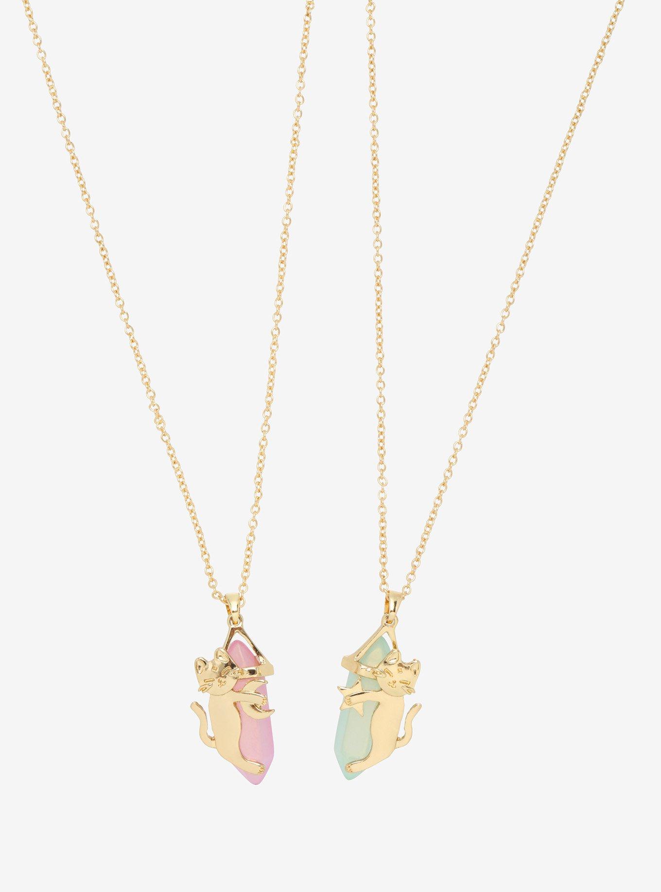Cat Holographic Crystal Best Friend Necklace Set | Hot Topic