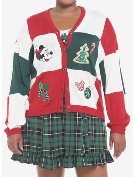 Her Universe Disney Holiday Mickey Mouse Patchwork Girls Cardigan Plus Size, , hi-res