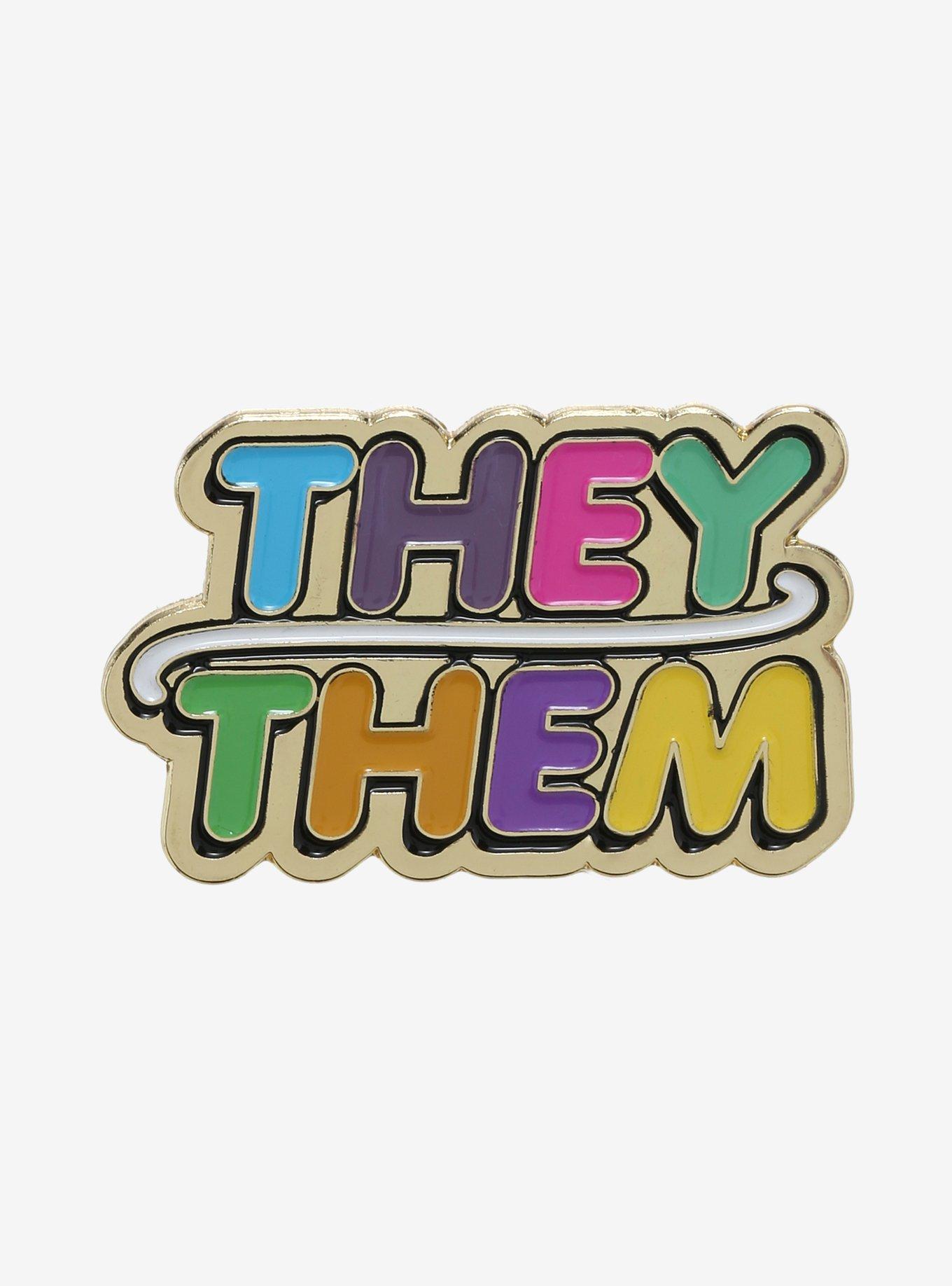 Hot Topic Foundation X The Trevor Project They/Them Pronoun Enamel Pin, , hi-res