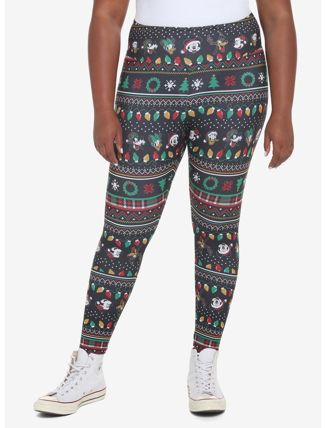 Her Universe Disney Holiday Mickey Mouse & Friends Fair Isle Leggings Plus Size, MULTI, hi-res