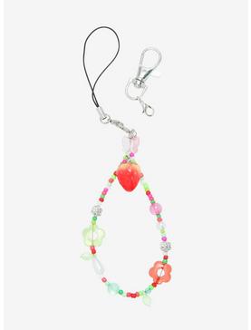 Strawberry Flower Bead Phone Charm, , hi-res