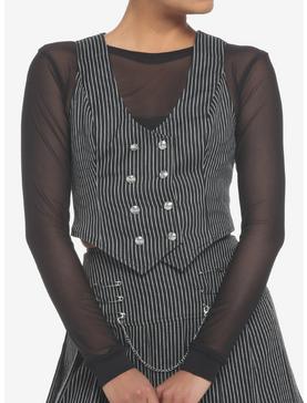 Pinstripe Double-Breasted Girls Vest, , hi-res