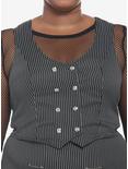 Pinstripe Double-Breasted Girls Vest Plus Size, BLACK, hi-res