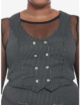 Pinstripe Double-Breasted Girls Vest Plus Size, , hi-res