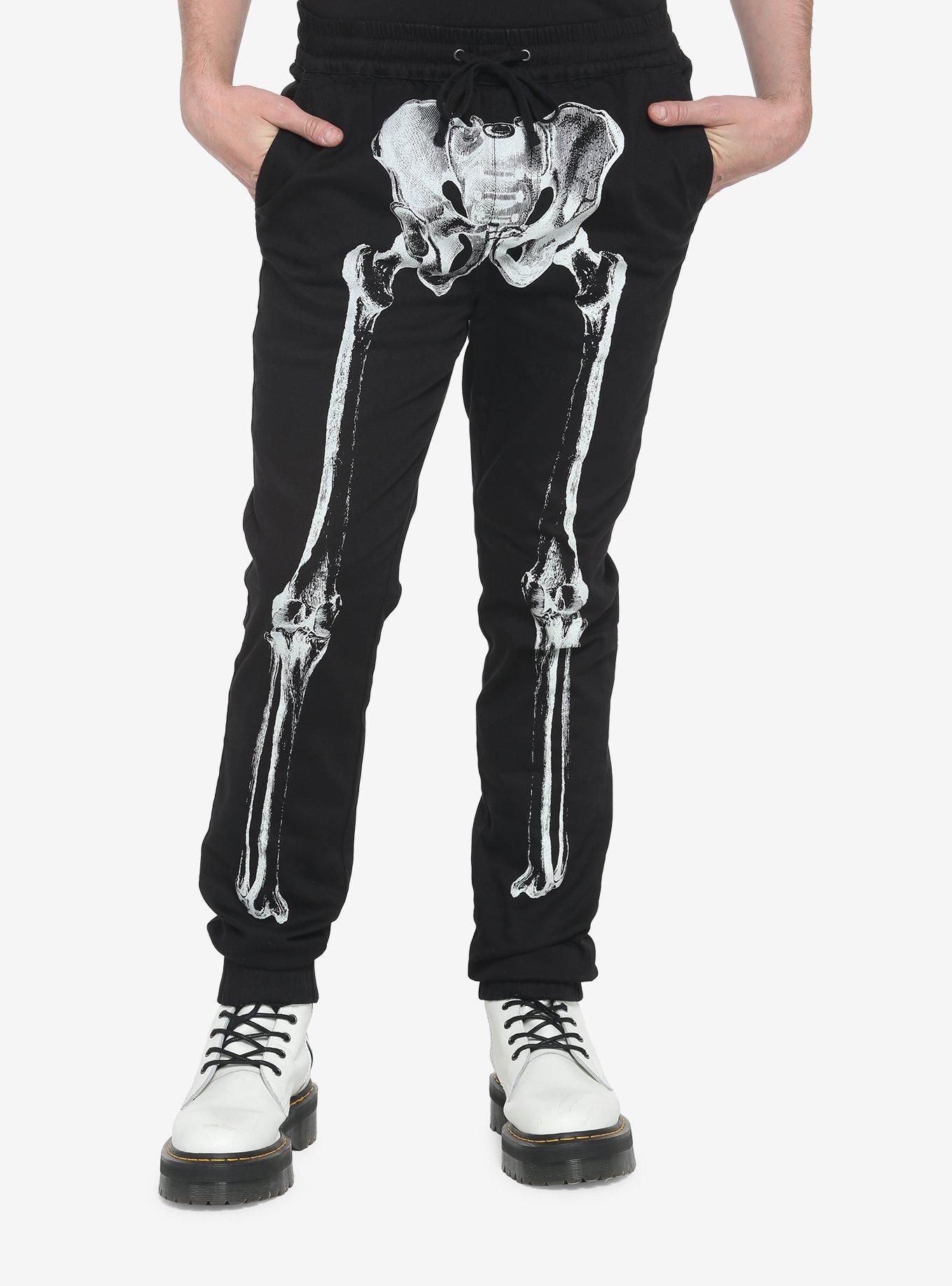 Skeleton Bones Glow-In-The-Dark Jogger Pants, BLACK, hi-res