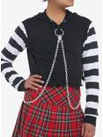 Black & White Chain Stripe Crop Girls Hoodie, MULTI, hi-res