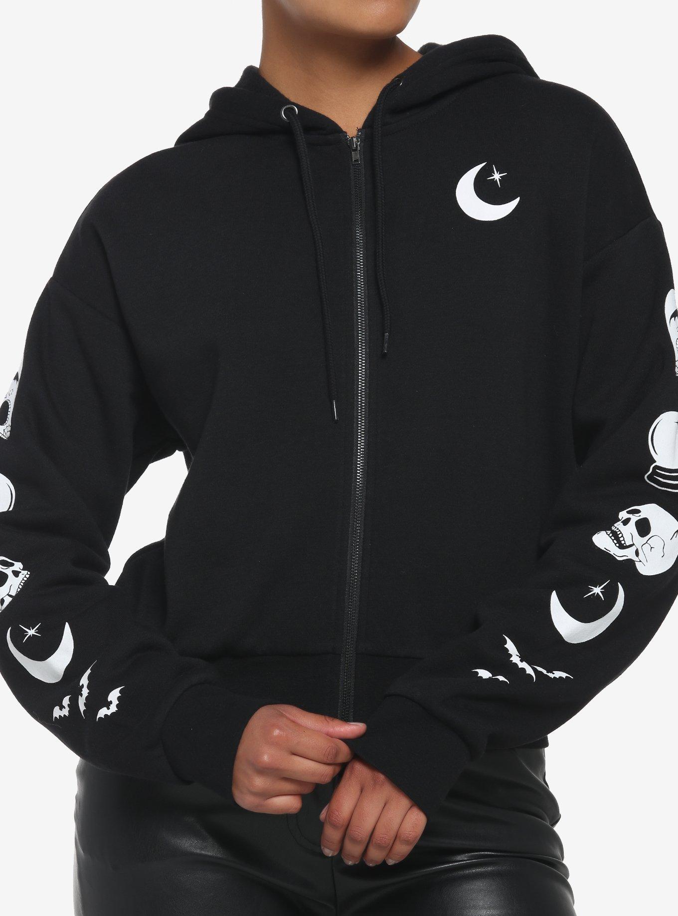 Moon Hex Girls Crop Hoodie, BLACK, hi-res