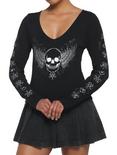 Winged Skull Crop Girls Long-Sleeve T-Shirt, BLACK, hi-res