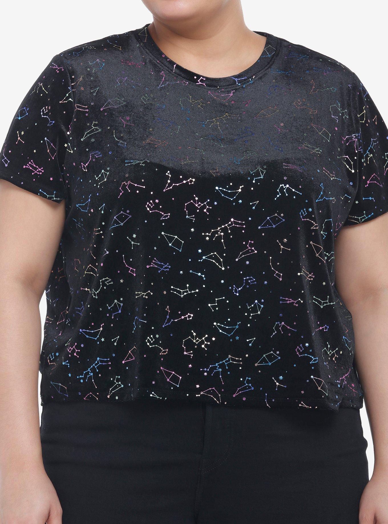Constellations Velvet Girls Crop Top Plus Size, CONSTELLATION, hi-res