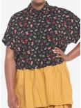Mushroom Allover Print Girls Woven Button-Up Plus Size, MULTI, hi-res