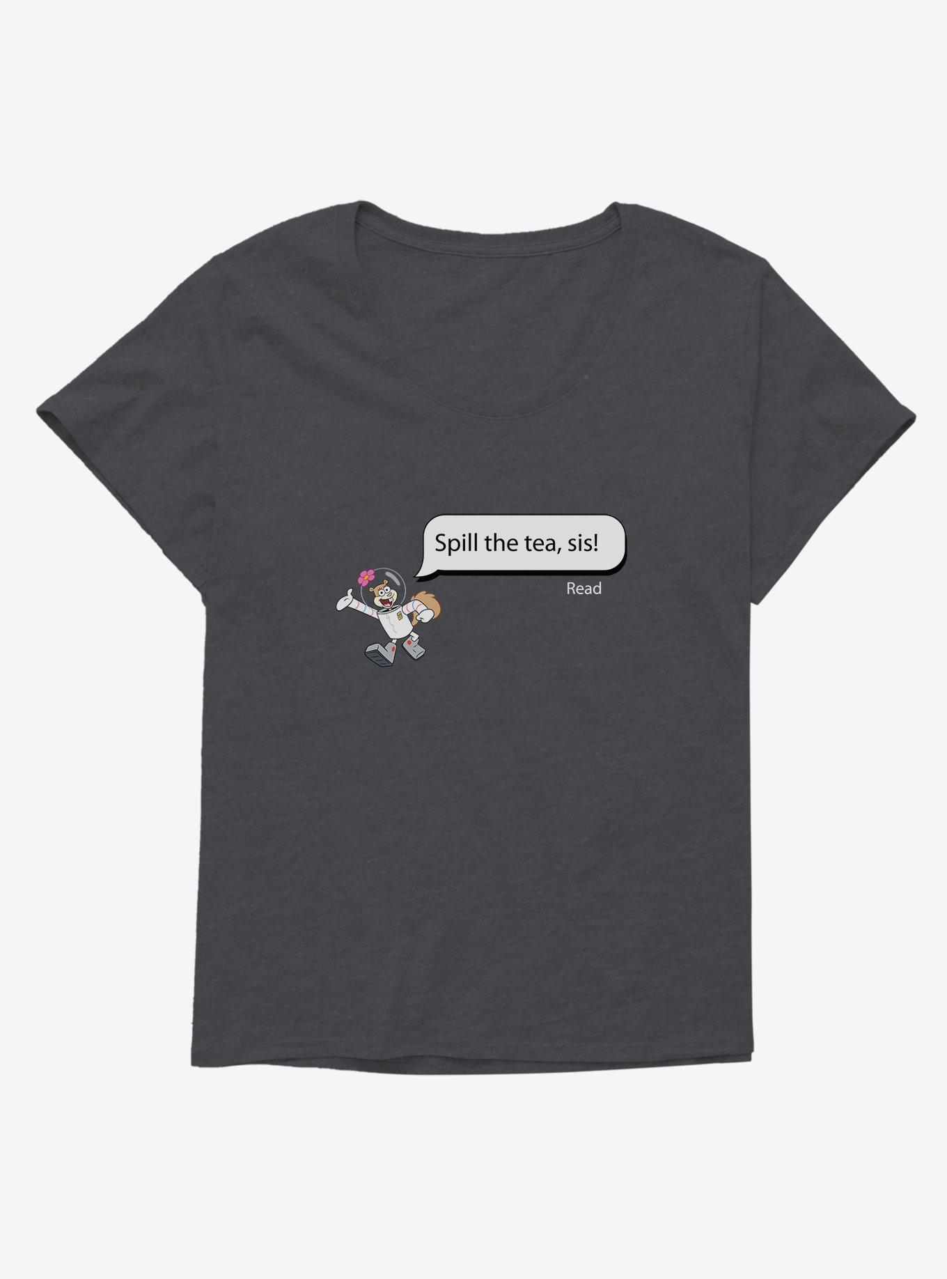 SpongeBob SquarePants Spill The Tea Sandy Girls T-Shirt Plus Size, CHARCOAL HEATHER, hi-res