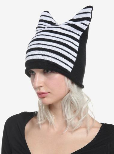 Black and store white beanie hat