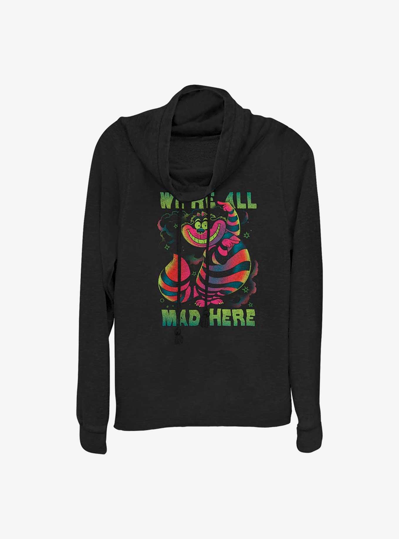 Disney Alice in Wonderland Mad Cheshire Cowl Neck Long-Sleeve Top, BLACK, hi-res