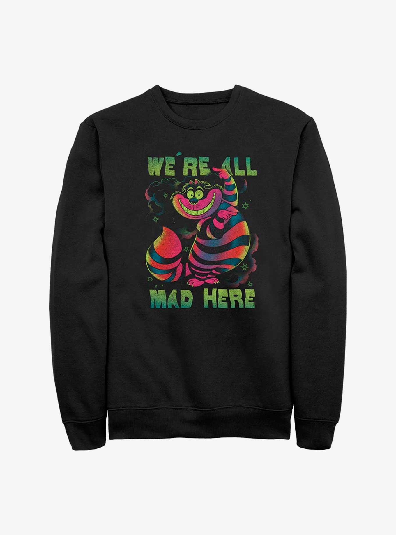 Disney Alice in Wonderland Mad Cheshire Crewneck, BLACK, hi-res