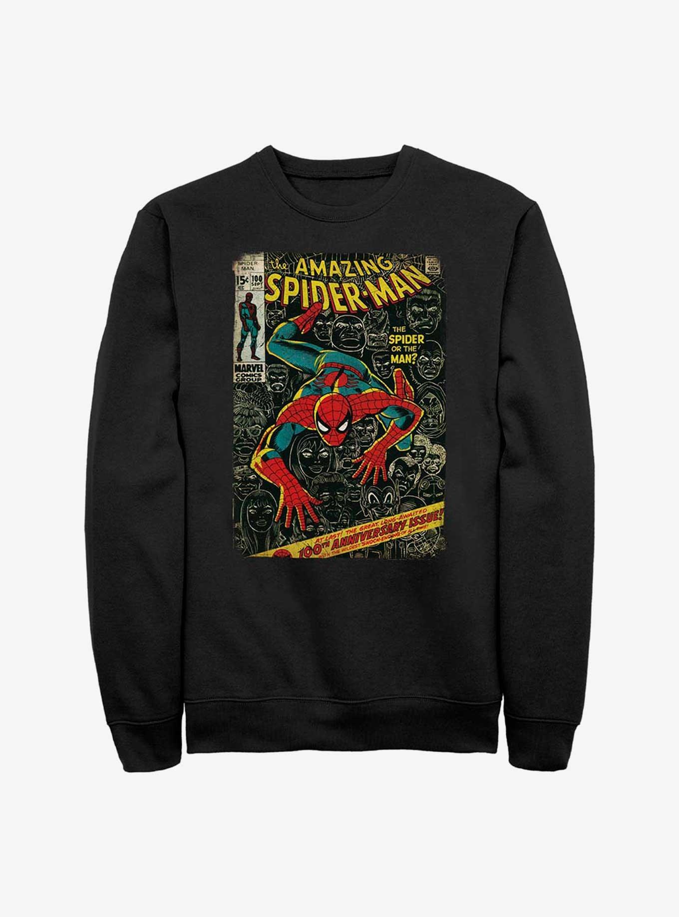 Marvel Spider-Man Spidey Comic Cover Crewneck - BLACK