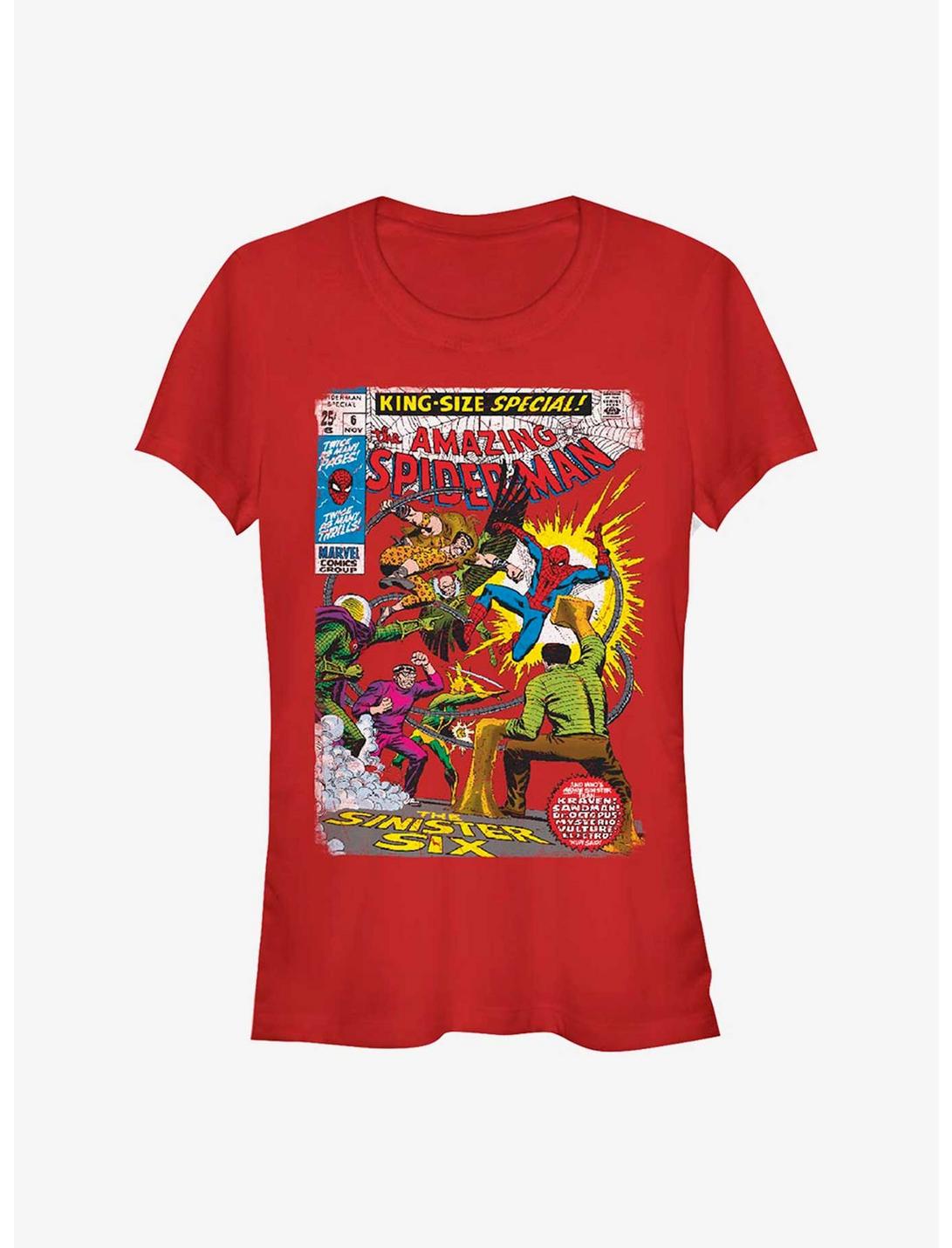 Marvel Spider-Man The Sinister Six Comic Girls T-Shirt, RED, hi-res