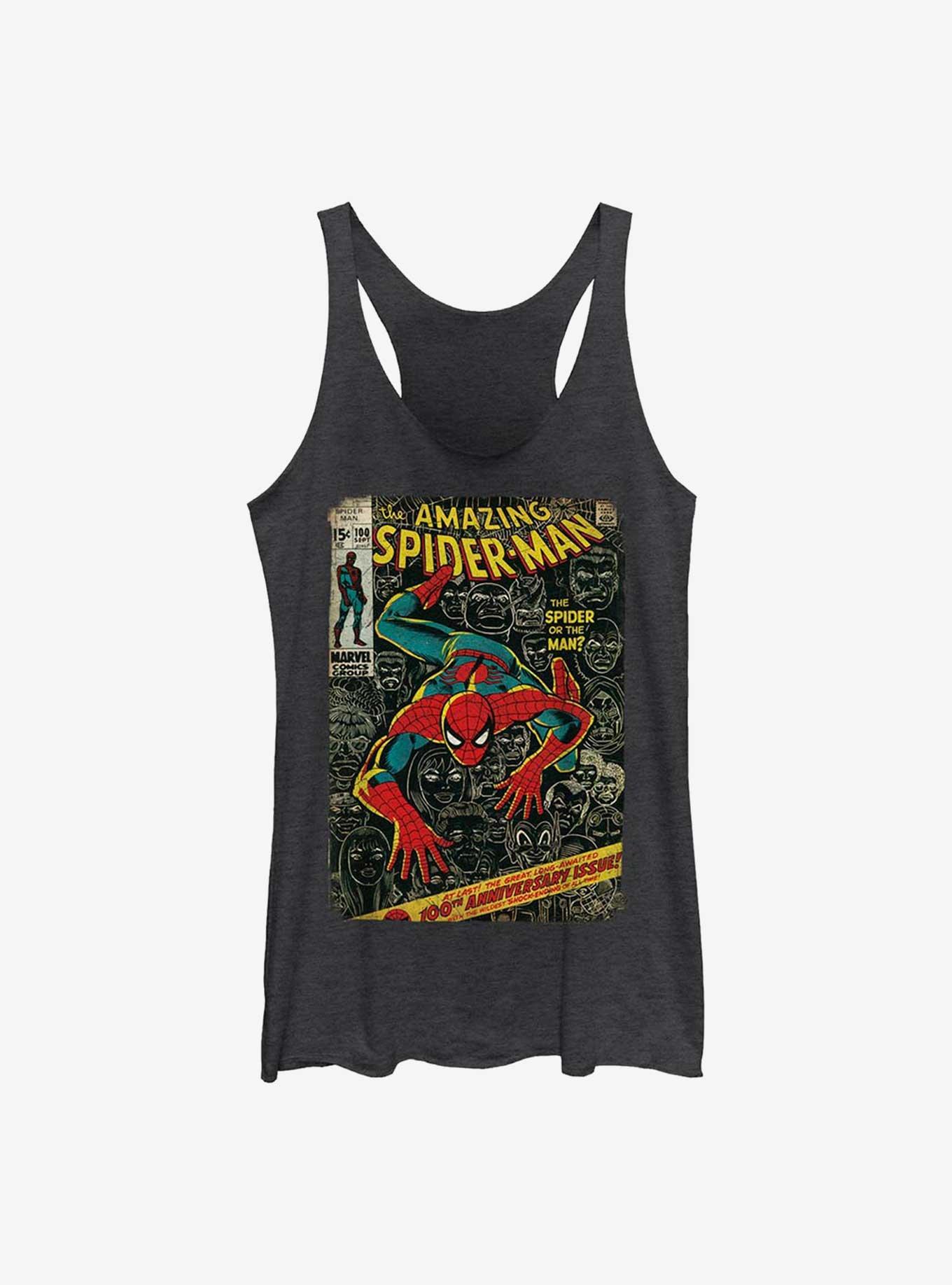 Marvel Spider-Man Spidey Comic Cover Girls Tank, BLK HTR, hi-res