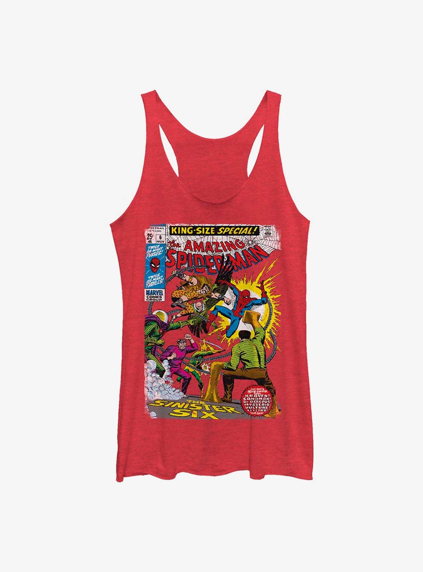 Marvel Spider-Man The Sinister Six Comic Girls Tank, RED HTR, hi-res