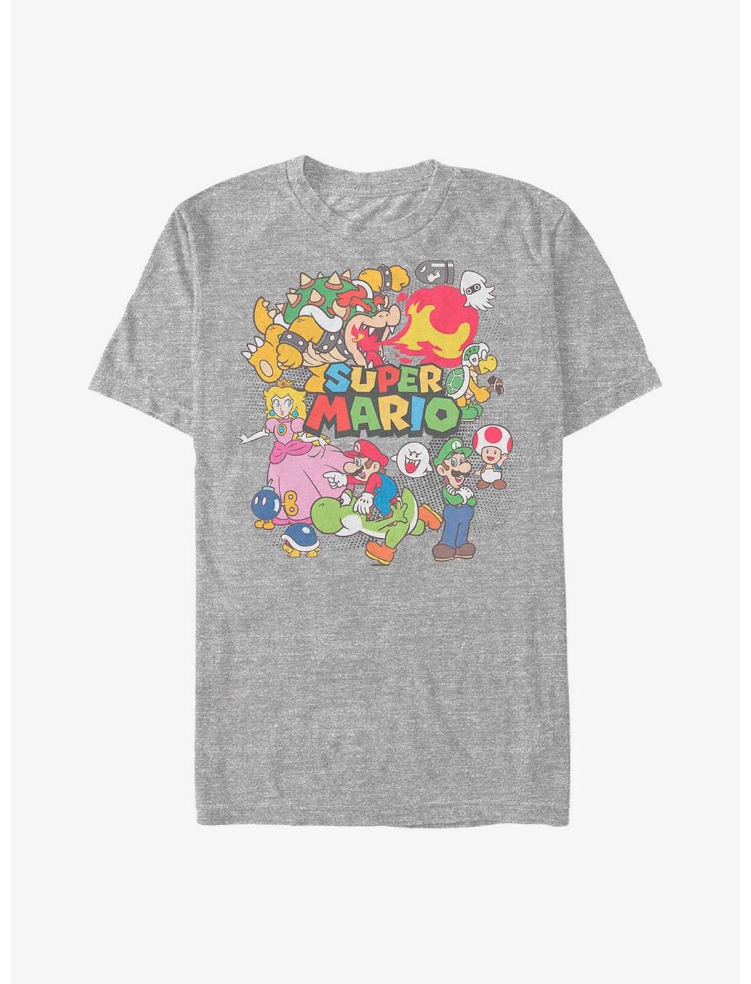 Nintendo Mario Color Character Collage T-Shirt, ATH HTR, hi-res