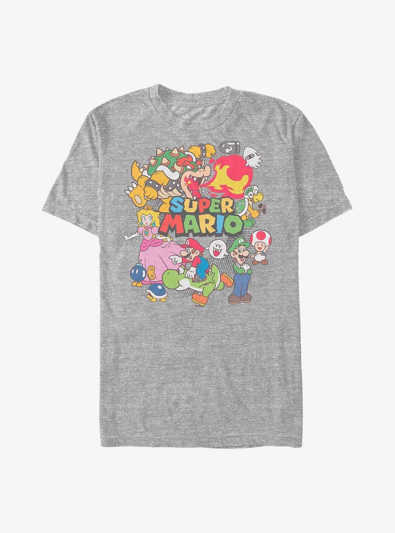 Nintendo Super Mario Color Character Collage T-Shirt, ATH HTR, hi-res