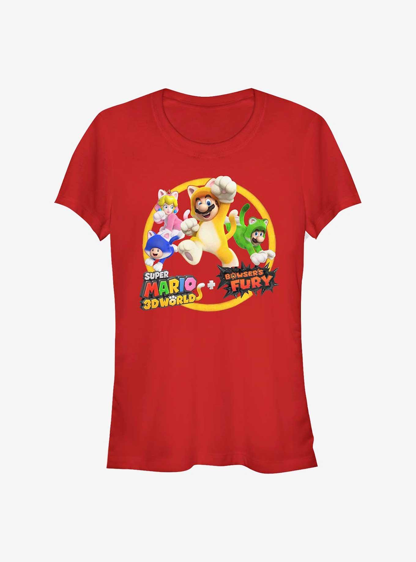 Nintendo Super Mario Bros 3D World Girls T-Shirt, RED, hi-res