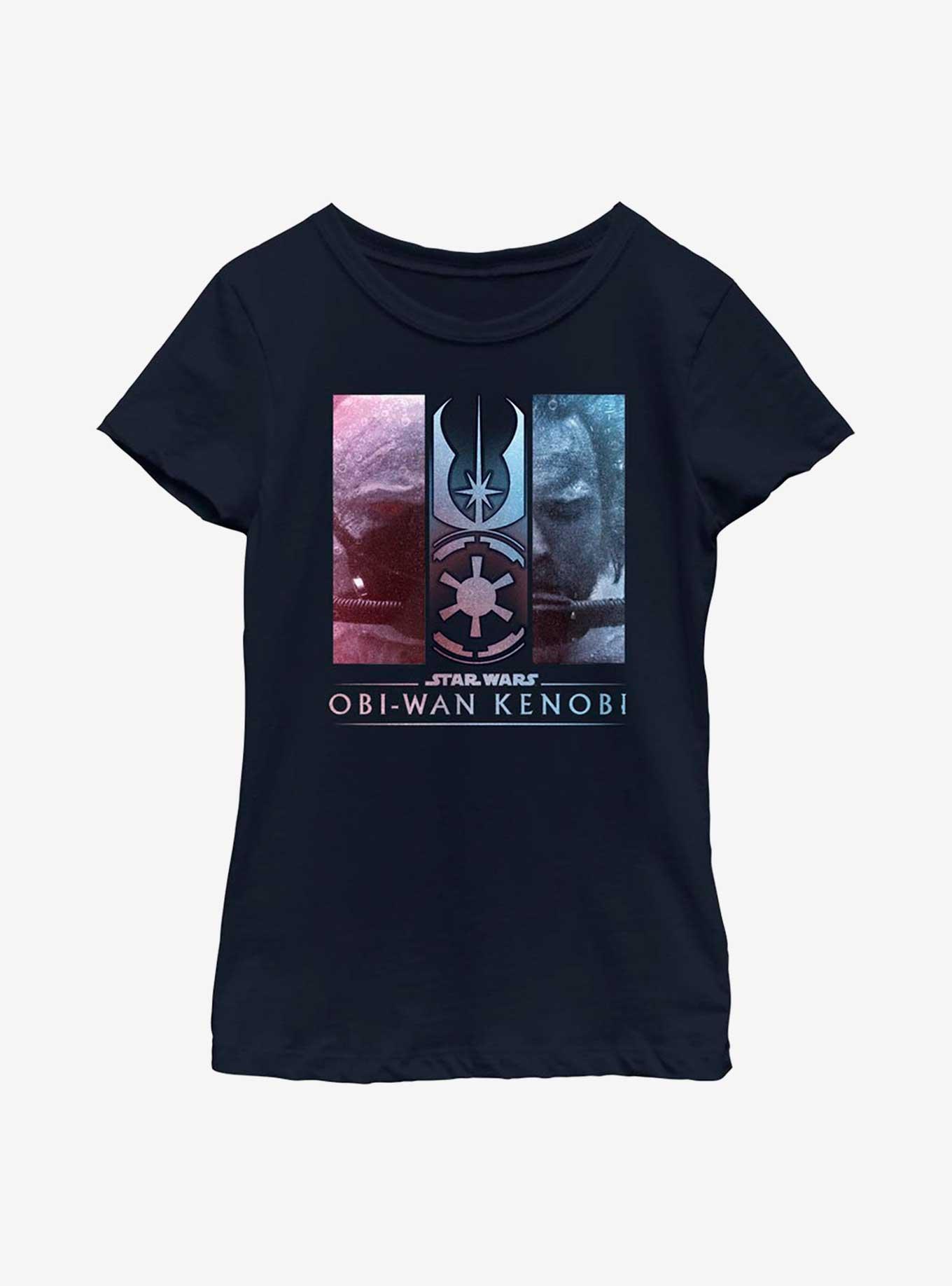 Star Wars Obi-Wan Kenobi Vader & Kenobi Split Youth Girls T-Shirt, NAVY, hi-res