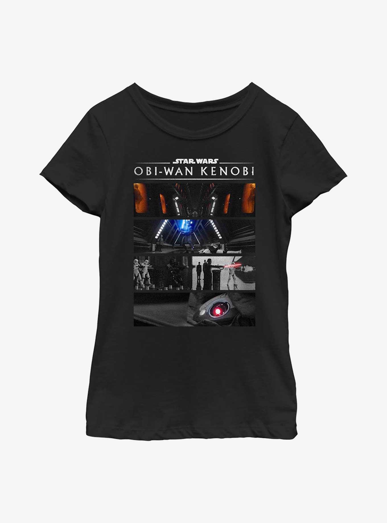 Star Wars Obi-Wan Kenobi Traitor Battle Panels Youth Girls T-Shirt, BLACK, hi-res