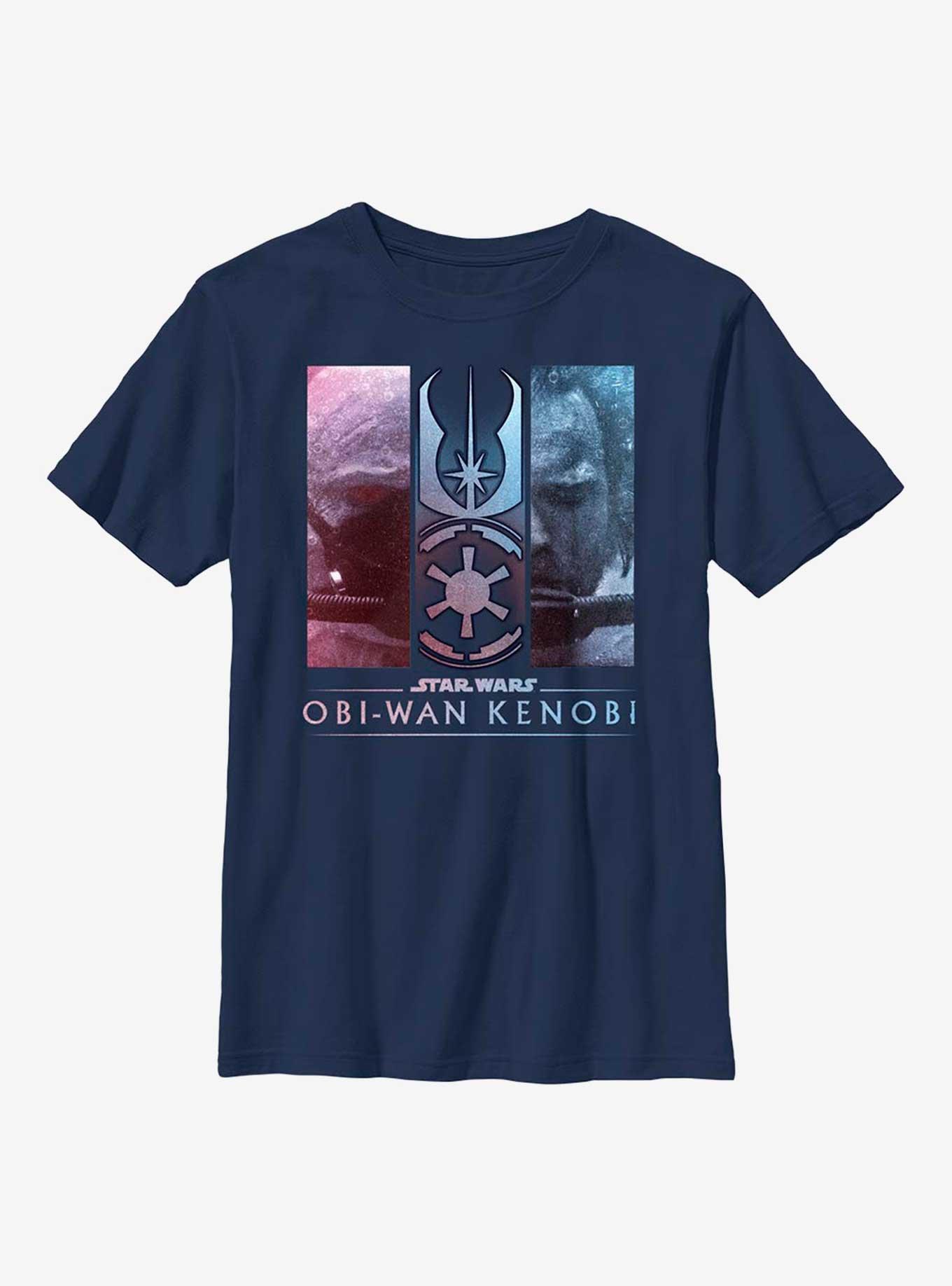 Star Wars Obi-Wan Kenobi Vader & Kenobi Split Youth T-Shirt, NAVY, hi-res