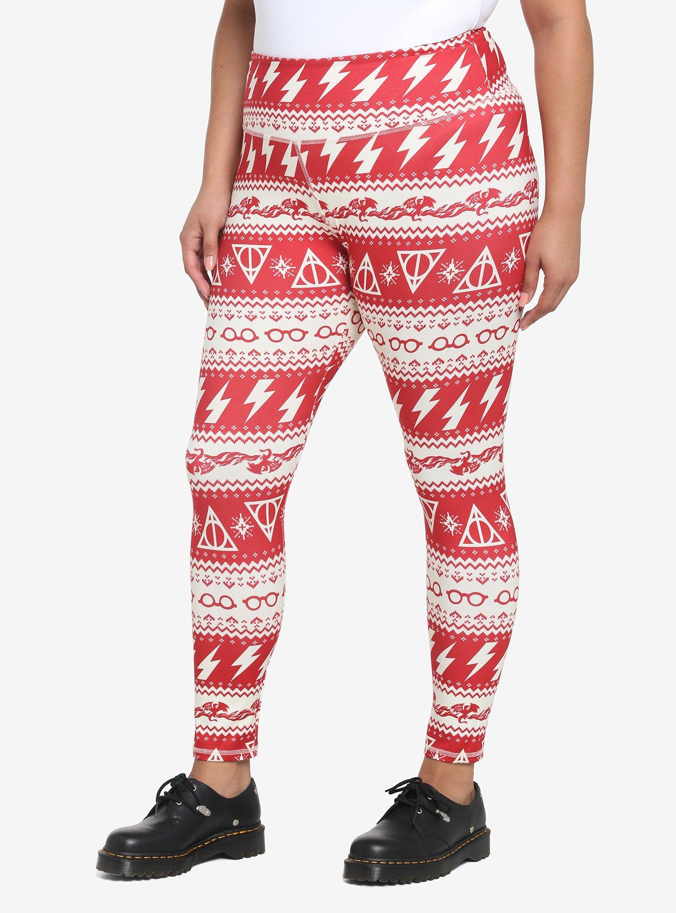 Harry Potter Icon Holiday Fair Isle Leggings Plus Size, MULTI, hi-res