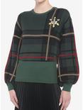 Her Universe Disney Holiday Plaid Mickey Mouse Knit Sweater, PLAID - GREEN, hi-res