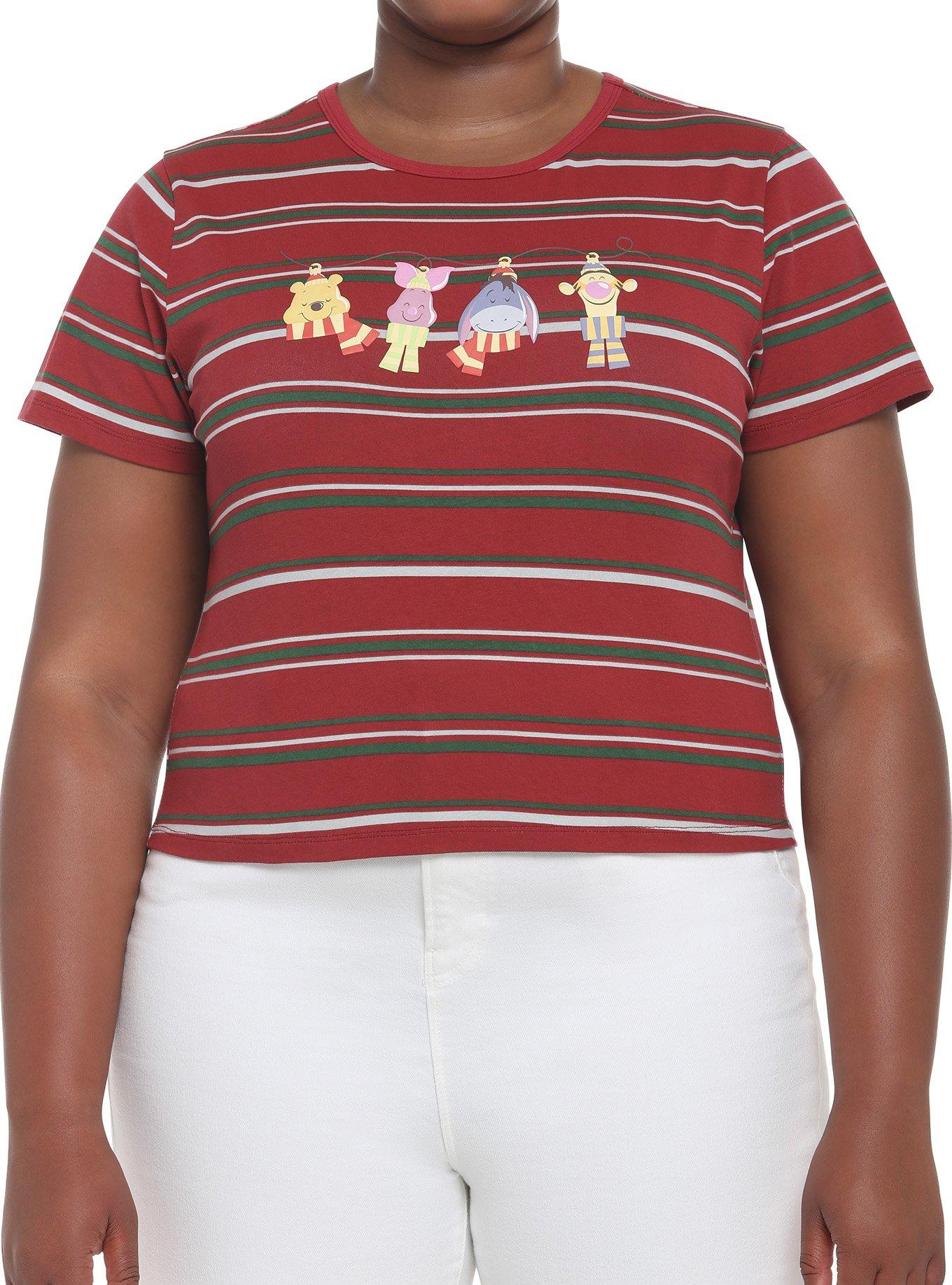 Her Universe Disney Holiday Winnie The Pooh Festive Lights Stripe Girls Baby T-Shirt Plus Size, MULTI, hi-res