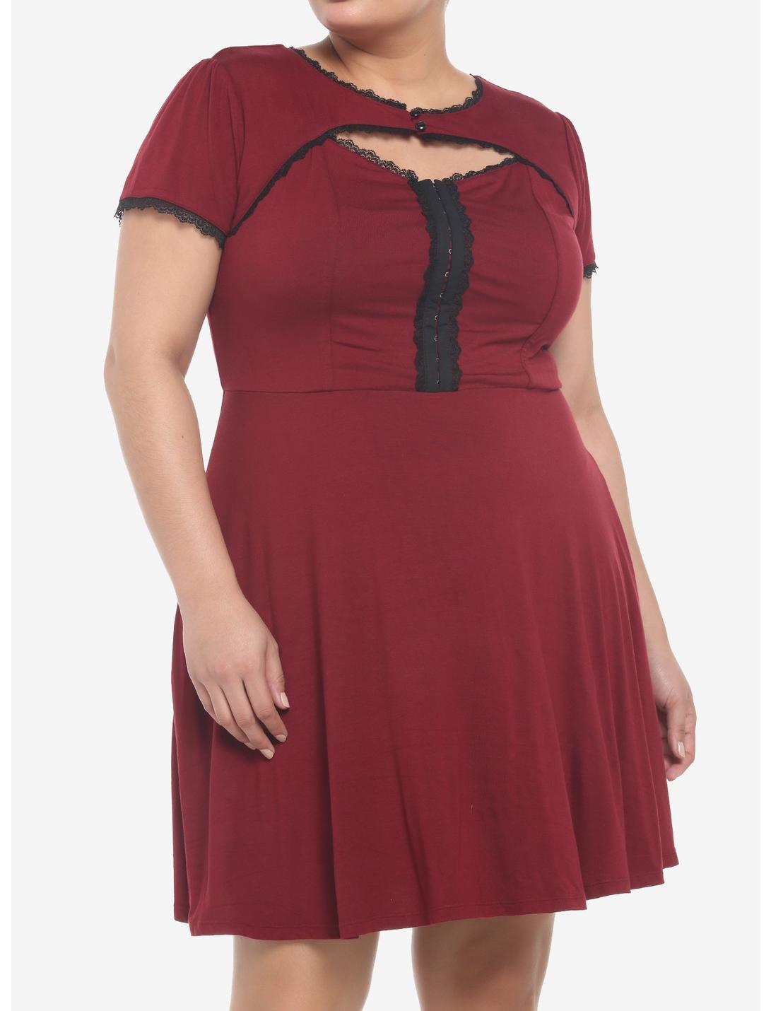 Cabernet Cutout Lace Dress Plus Size, CABERNET, hi-res