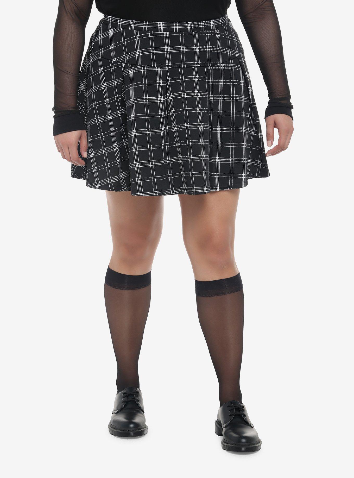 Plus Plaid Button Skirt