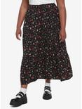 Mushroom Tiered Button-Front Midi Skirt Plus Size, MUSHROOM, hi-res