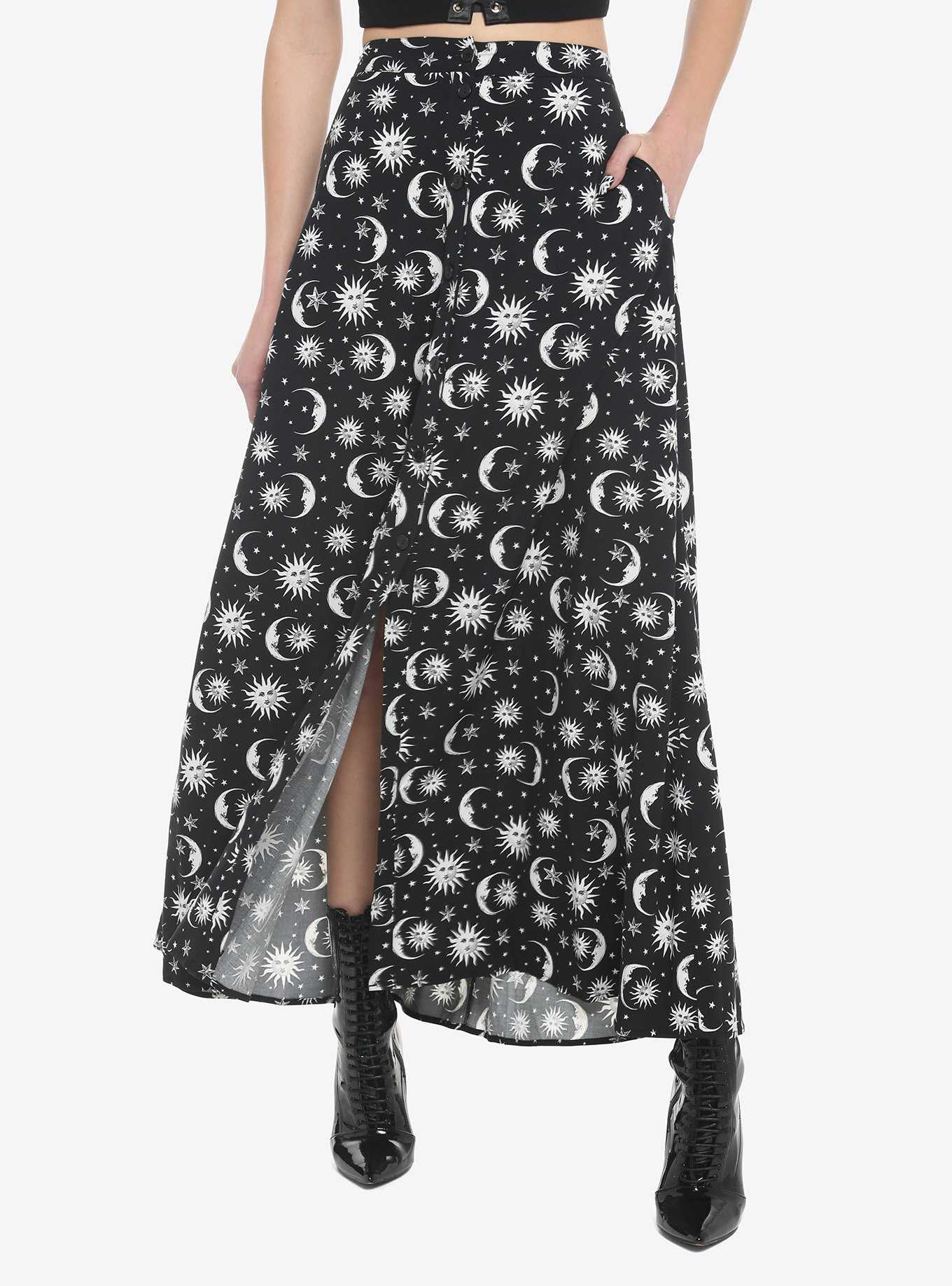 Celestial Button-Front Maxi Skirt, , hi-res