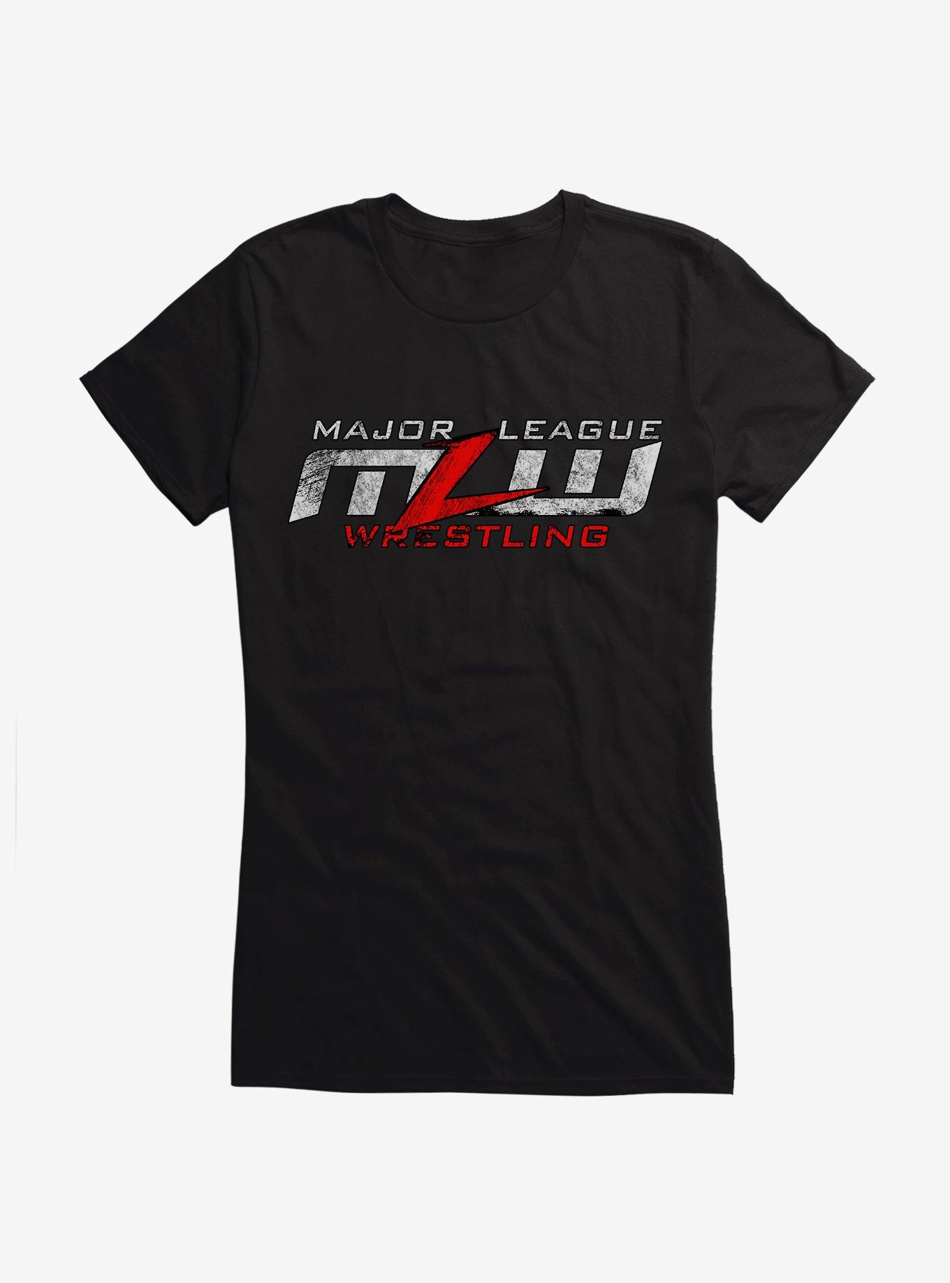Major League Wrestling Grunge Logo Girls T-Shirt, BLACK, hi-res