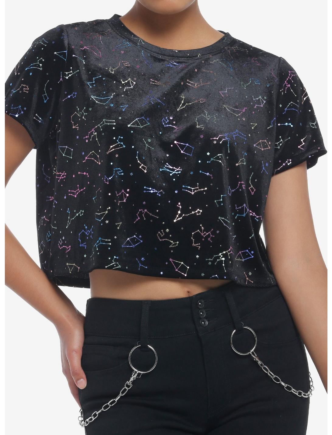 Constellations Velvet Crop T-Shirt, MULTI, hi-res